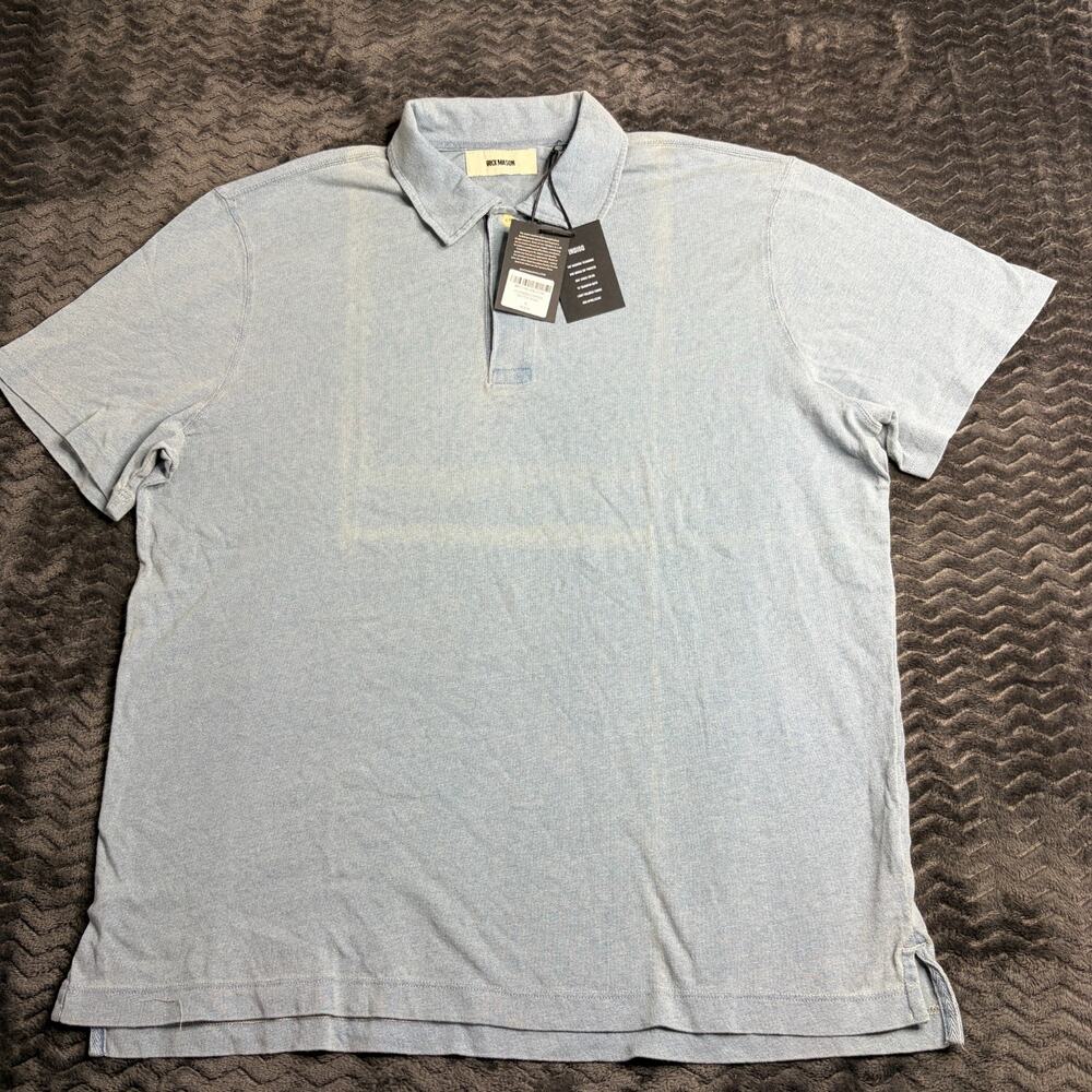 Buck Mason L013 cotton Polo Shirt size XL Indigo Dipped Short Sleeve NWT